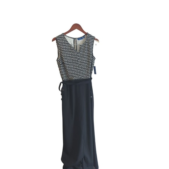 Apt. 9 Pants - NWT APT. 9 Women's Petite M Black High Waisted Long Pants Jumpsuit Tied Waist
